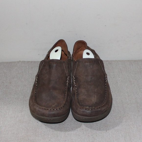 KIDS OLUKAI LEATHER SLIP ON SHOES - SIZE 3 1/2 - BROWN - Picture 2 of 8